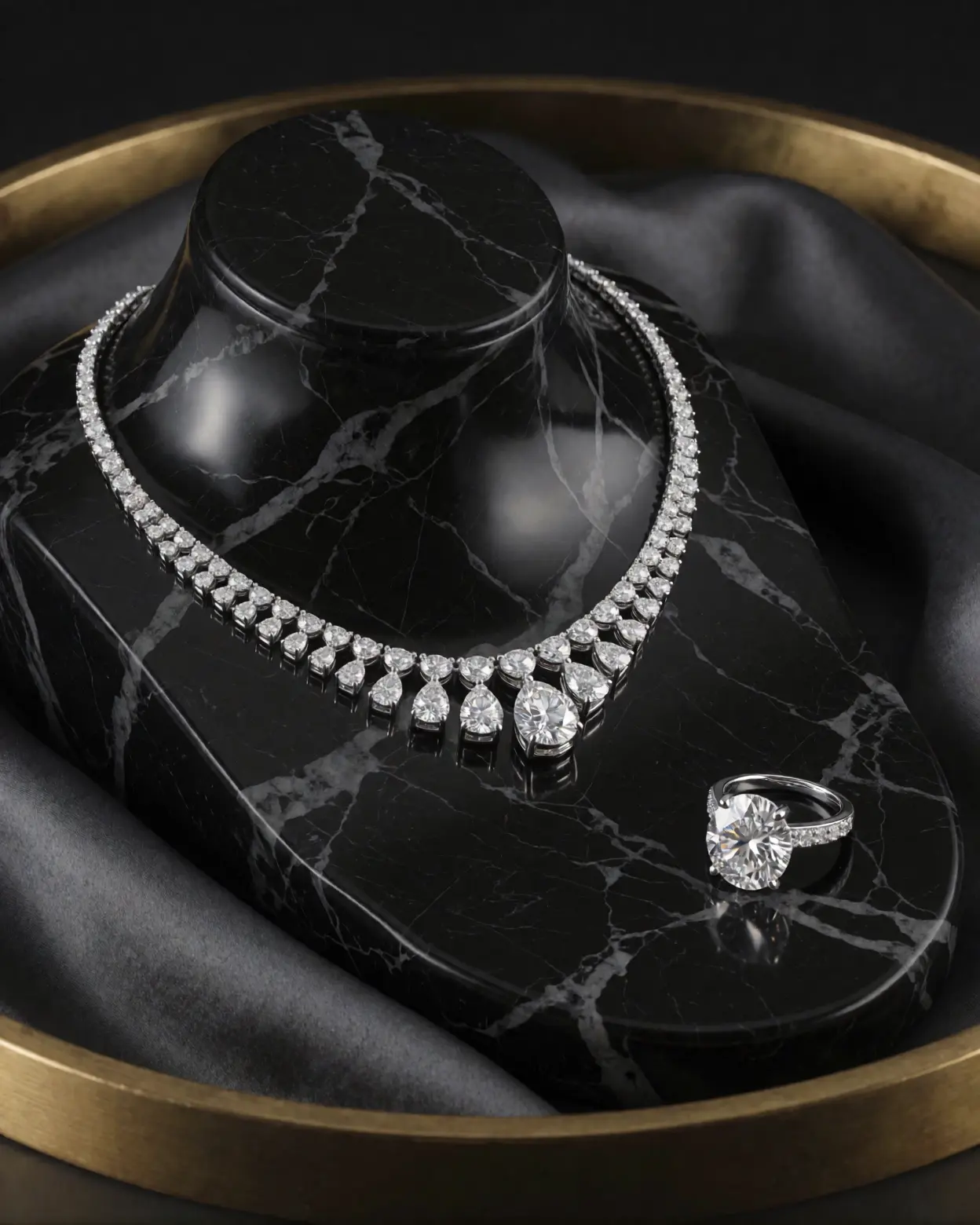 Luxury jewelry collection showcased for a premium advertising campaign.