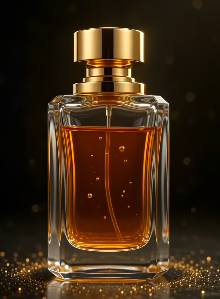 Luxury perfume product advertising with cinematic lighting